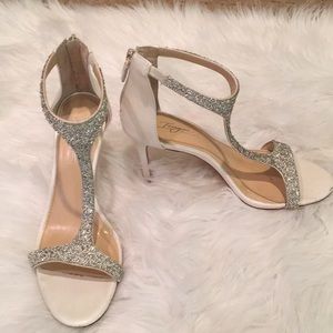Vince Camuto white and silver heels